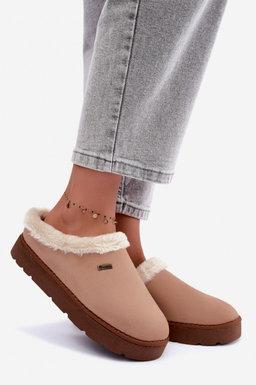 Dameshuisslippers met bont Inblu DR000004 bruin