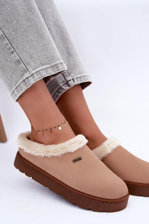 Dameshuisslippers met bont Inblu DR000004 bruin