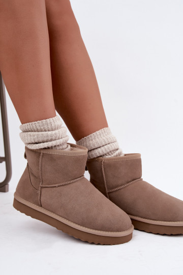 Warme sneeuwlaarzen van faux suede met bont aan de binnenkant in zandkleur Amandine 2