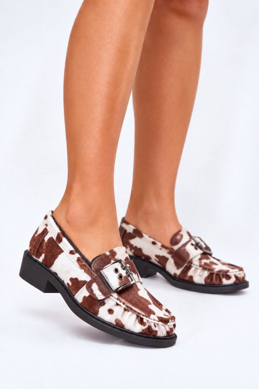 Dames mocassins met ruches en gespen in een patroon Daliare