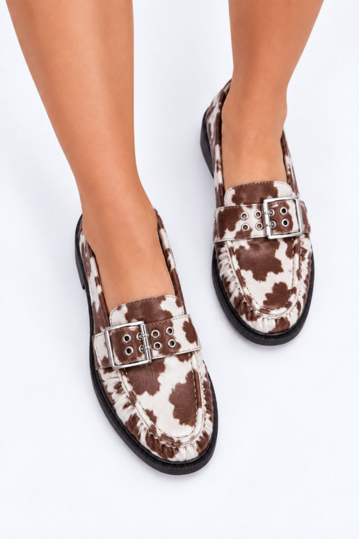 Dames mocassins met ruches en gespen in een patroon Daliare