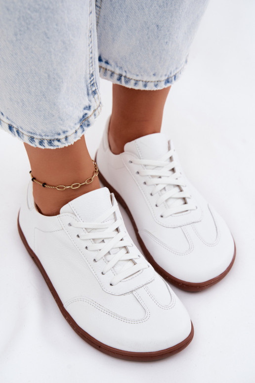 Witte leren casual schoenen Barefoot Zazoo N1243