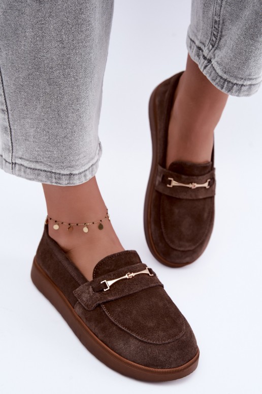 mokassins van bruin faux suede Zazoo