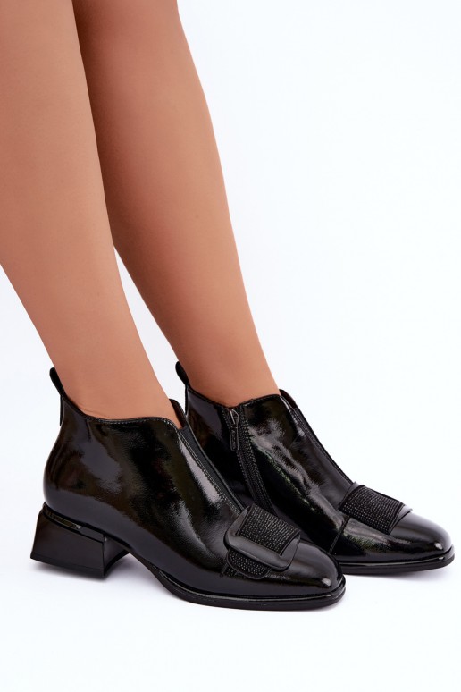 gelakte geïsoleerde enkellaarsjes Klocke Artiker 59C0108 in zwart