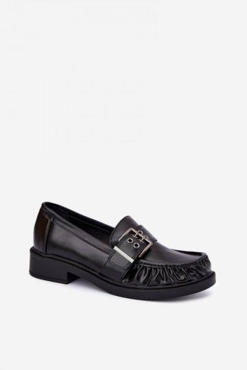 Dames mocassins met ruches en gespen in zwart Daliare