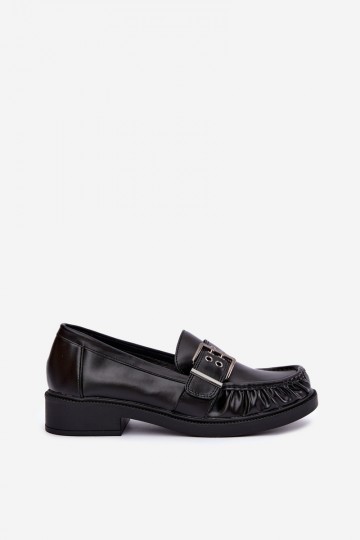 Dames mocassins met ruches en gespen in zwart Daliare 2