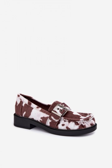 Dames mocassins met ruches en gespen in een patroon Daliare