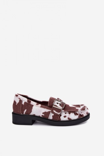 Dames mocassins met ruches en gespen in een patroon Daliare 2