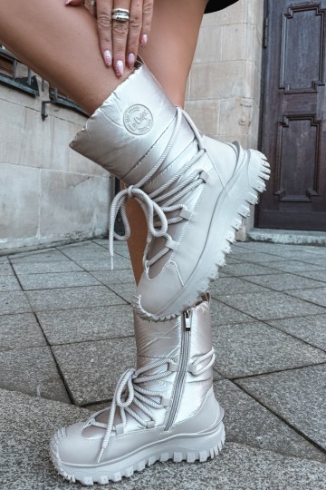 Beige en gouden sneeuwlaarzen met platform Lee Cooper LCJ-25-12-3663 2