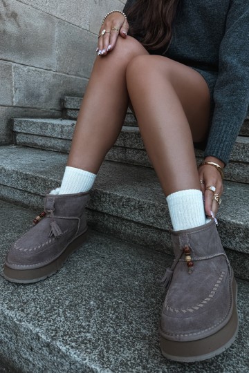 Faux suede zandkleur sneeuwlaarzen Big Star UU274679
