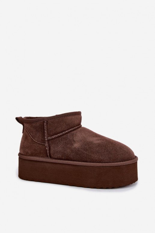 Dames sneeuwlaarzen van natuurlijk suede in bruine kleur Tairene