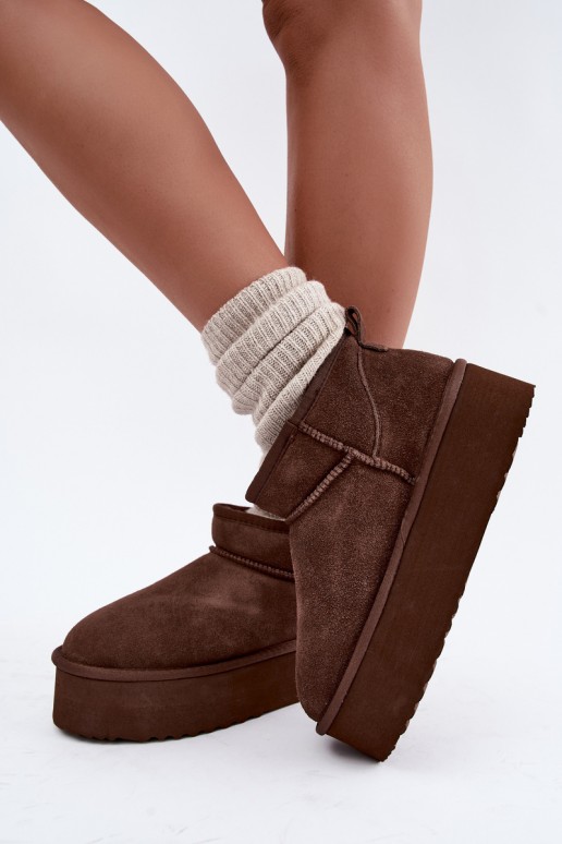 Dames sneeuwlaarzen van natuurlijk suede in bruine kleur Tairene