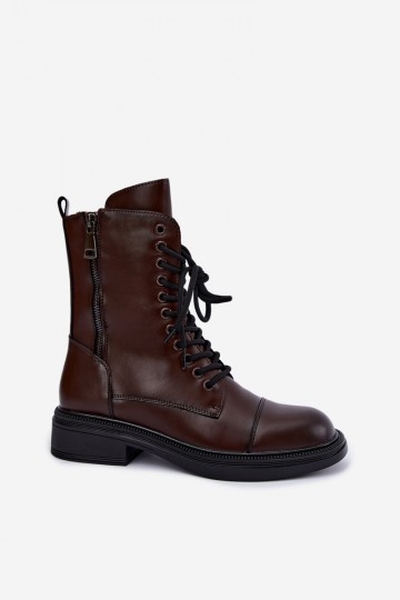 geïsoleerde enkellaarsjes van chocolade faux leather Vinceza 86443 2