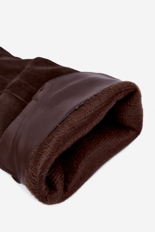 Warme lange cowboy-stijl laarzen met hakken in faux suede bruin