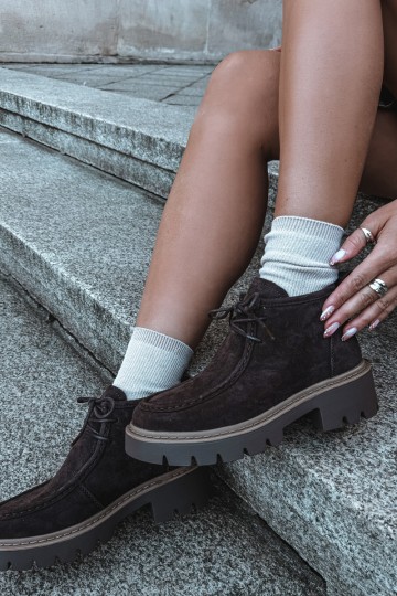 Gevlochten enkellaarsjes in faux suede bruin Farella 2