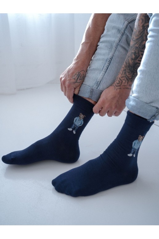 Donkerblauwe heren sokken Meškiukai IN Bluzie