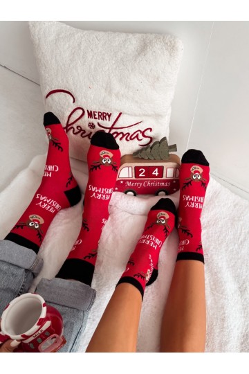 Rode dames sokken met kerstelken Merry Christmas