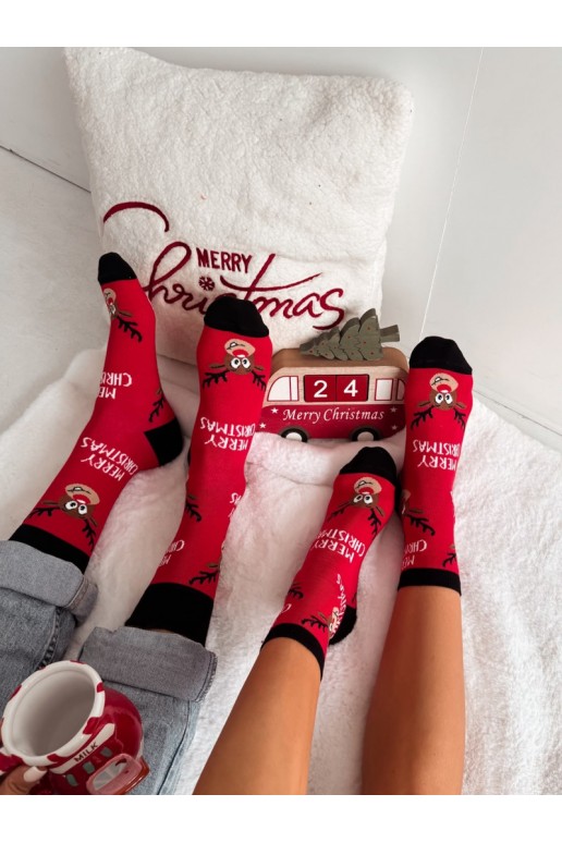Rode dames sokken met kerstelken Merry Christmas