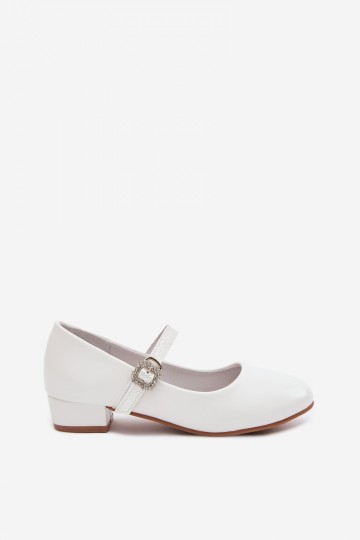 Kinderen witte ballerina's met glans en linten Vinceza 13291 2