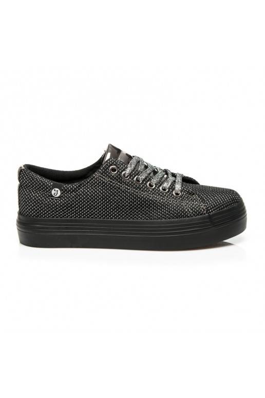 Exclusieve glanzende zwarte en zilveren platform schoenen AB-37S