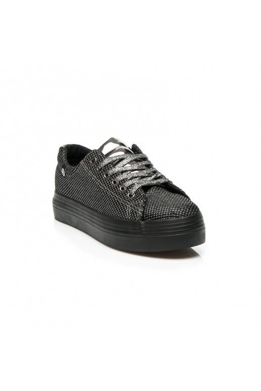 Exclusieve glanzende zwarte en zilveren platform schoenen AB-37S