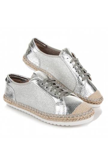 Textiel espadrilles in de kleuren grijs en zilver HSYFA11S  - 1