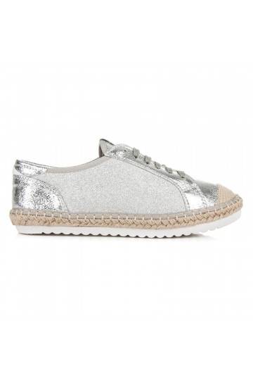 Textiel espadrilles in de kleuren grijs en zilver HSYFA11S  - 1 2