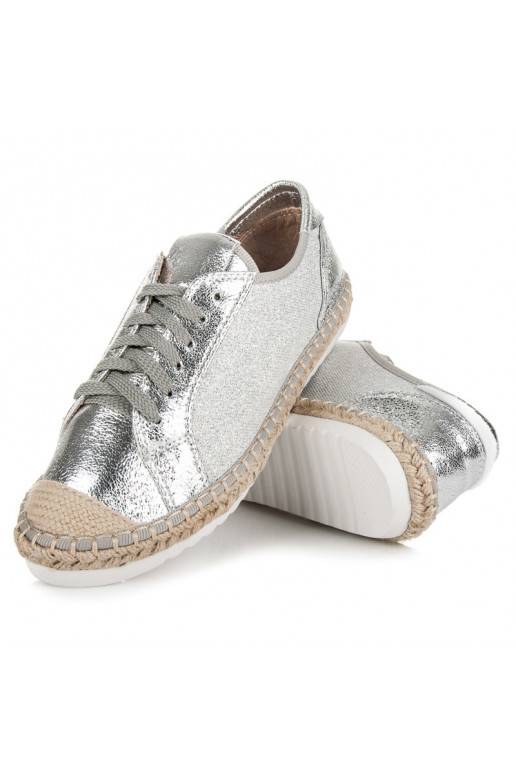 Textiel espadrilles in de kleuren grijs en zilver HSYFA11S  - 4 Textiel espadrilles in de kleuren grijs en zilver HSYFA11S  - 4
