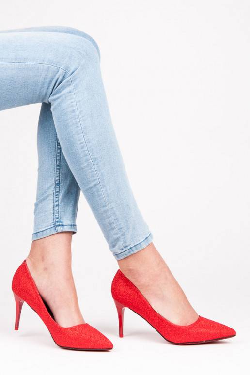 Glanzende feestelijke rode hoge hakken LEI-139R  - 1 Glanzende feestelijke rode hoge hakken LEI-139R  - 1