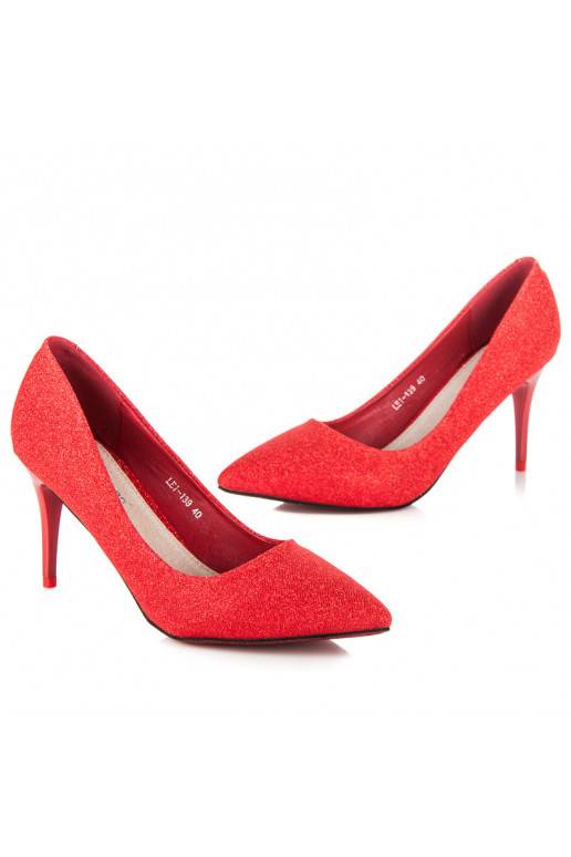 Glanzende feestelijke rode hoge hakken LEI-139R  - 4 Glanzende feestelijke rode hoge hakken LEI-139R  - 4