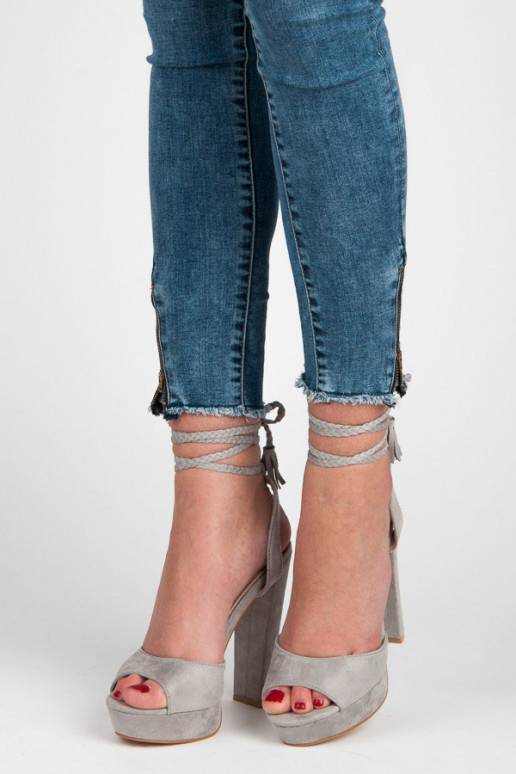 Grijze sandalen met hoge hakken VICES met bohemien details 1233-5G  - 4