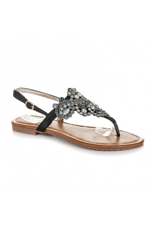 Elegante zwarte stringsandalen in Indiase stijl D-6532B  - 3 Elegante zwarte stringsandalen in Indiase stijl D-6532B  - 3