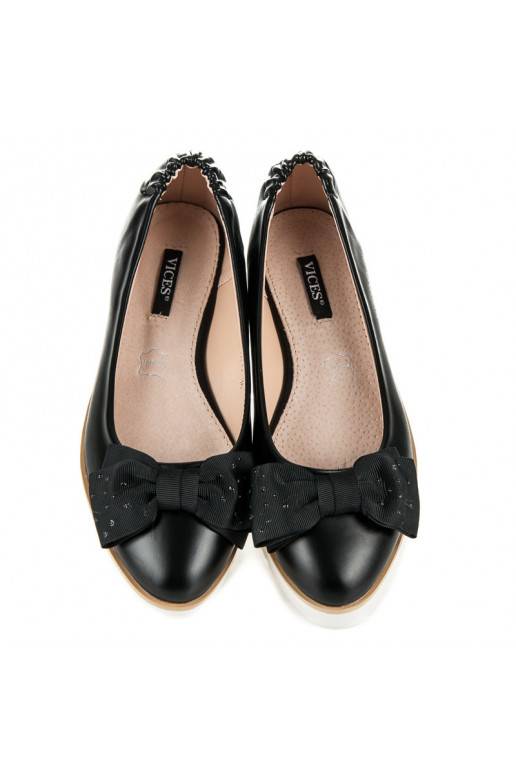 Zwarte VICES ballerina's met versierde linten 1157-1B  - 3 Zwarte VICES ballerina's met versierde linten 1157-1B  - 3