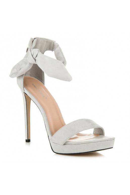 Grijze suède sandalen met hoge hak en striksluiting AF-8675G  - 6 Grijze suède sandalen met hoge hak en striksluiting AF-8675G  - 6