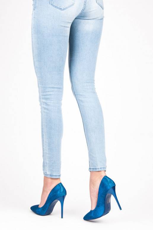 Glanzende blauwe schoenen met hoge hak LEI-105BL  - 3 Glanzende blauwe schoenen met hoge hak LEI-105BL  - 3