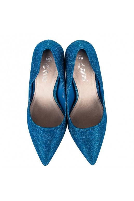 Glanzende blauwe hoge hak schoenen LEI-105BL