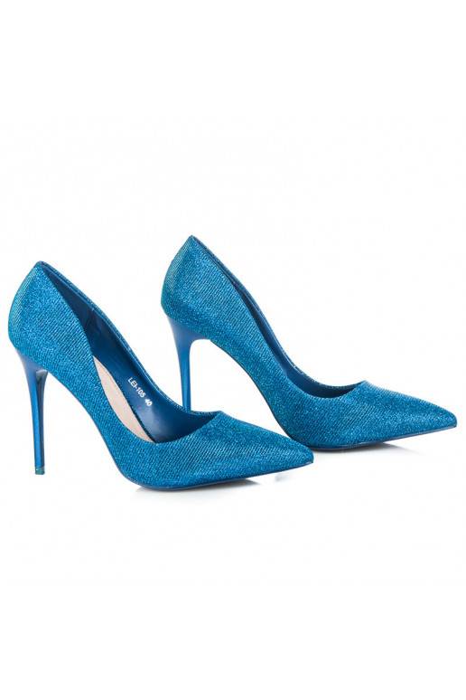 Glanzende blauwe schoenen met hoge hak LEI-105BL  - 5 Glanzende blauwe schoenen met hoge hak LEI-105BL  - 5