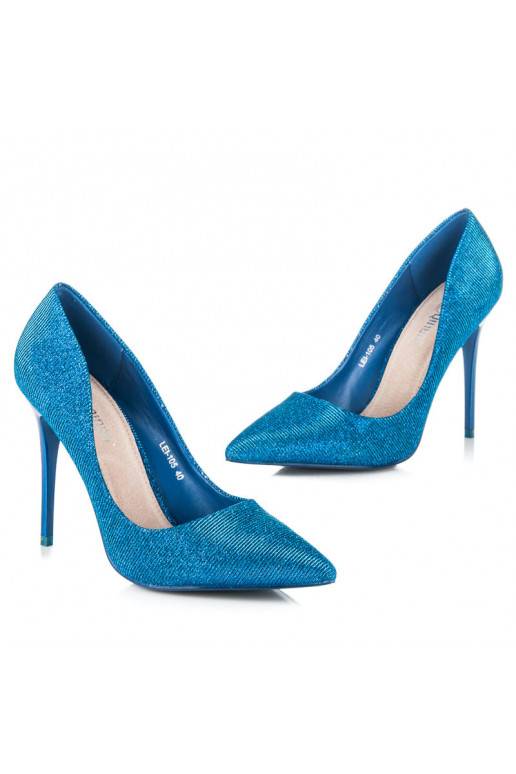 Glanzende blauwe schoenen met hoge hak LEI-105BL  - 6 Glanzende blauwe schoenen met hoge hak LEI-105BL  - 6