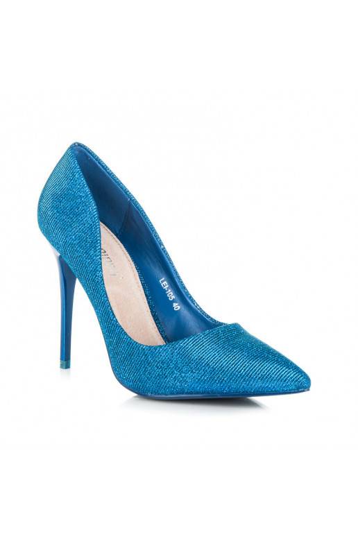 Glanzende blauwe hoge hak schoenen LEI-105BL