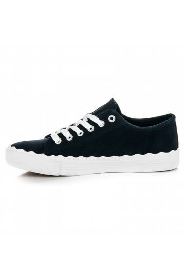Donkerblauwe tennisschoenen met veters AB-174DK.BL  - 1 2