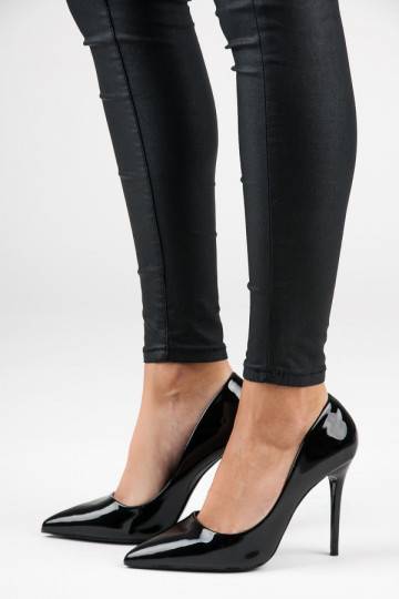 Zwarte lakschoenen met hoge hakken  - 1