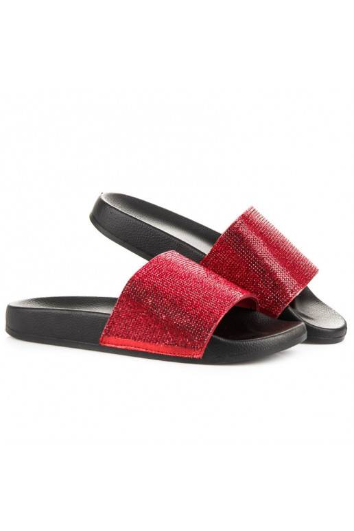 Rode glinsterende pantoffels 878R  - 3