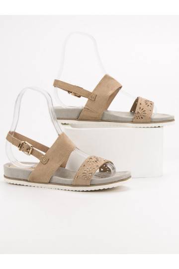 Beige opengewerkte sandalen 9SD35-0991BE  - 1 2