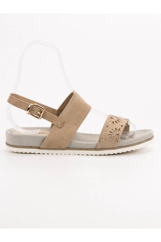 Beige opengewerkte sandalen 9SD35-0991BE  - 5 Beige opengewerkte sandalen 9SD35-0991BE  - 5