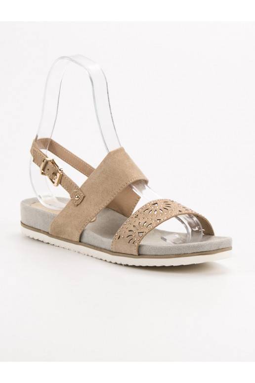 Beige opengewerkte sandalen 9SD35-0991BE  - 6 Beige opengewerkte sandalen 9SD35-0991BE  - 6