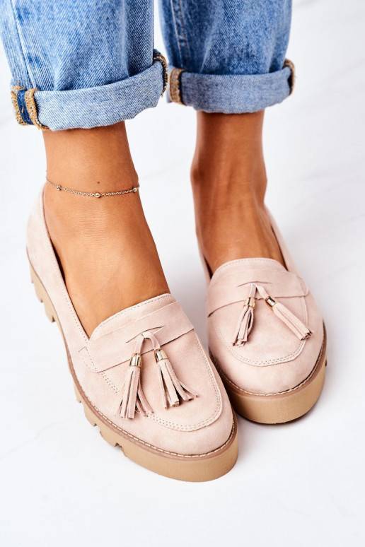 Suède mocassins in cappuccino kleur Suède mocassins in cappuccino kleur