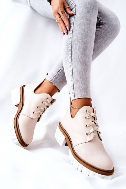 Laarzen Cut Out met bandjes beige Kaxo Laarzen Cut Out met bandjes beige Kaxo