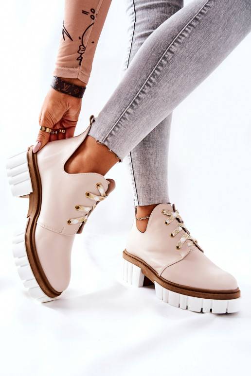 Laarzen Cut Out met bandjes beige Kaxo Laarzen Cut Out met bandjes beige Kaxo