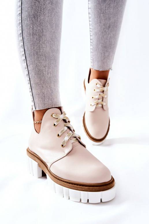 Laarzen Cut Out met bandjes beige Kaxo Laarzen Cut Out met bandjes beige Kaxo
