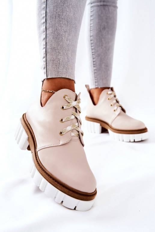 Laarzen Cut Out met bandjes beige Kaxo Laarzen Cut Out met bandjes beige Kaxo